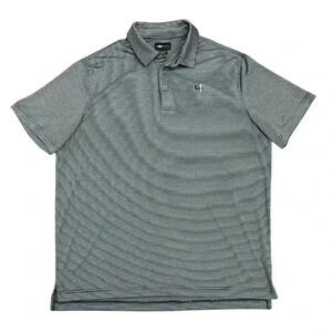 Short Par 4 Polo Size XL Gray Black Striped Golf Shirt Men’s Lightweight Casual